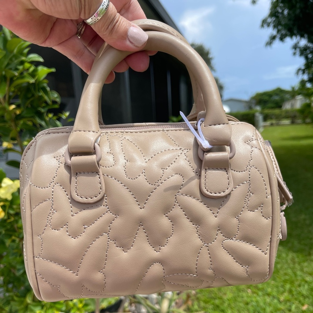 LUV BETSEY By BETSEY Harley Mini Barrel Crossbody In Taupe - Picture 6 of 14